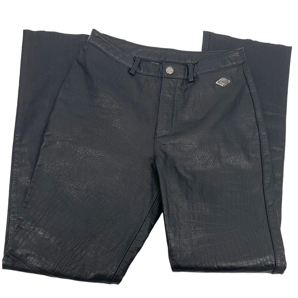 Vintage 90s Harley Davidson‎ Women's Alligator print leather biker bootcut pants